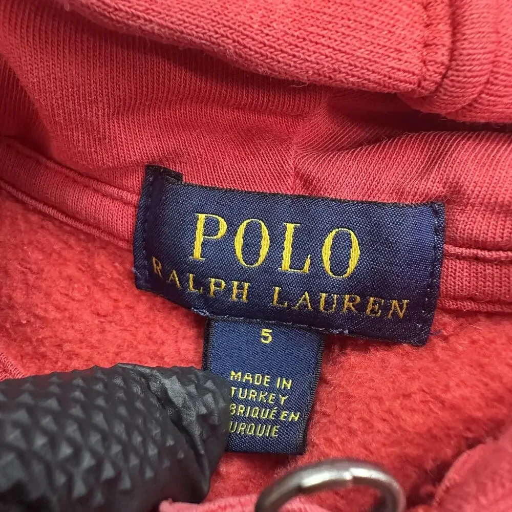 Polo Ralph Lauren Hoodie Boys 5 Red Full Zip Big Pony Embroidered Sweatshirt
